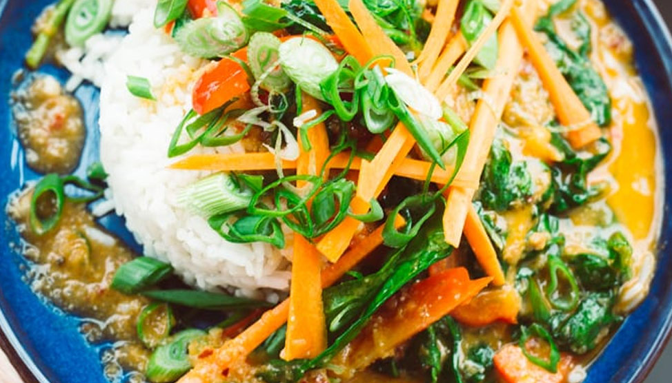 Red Thai Curry + Palak Rice